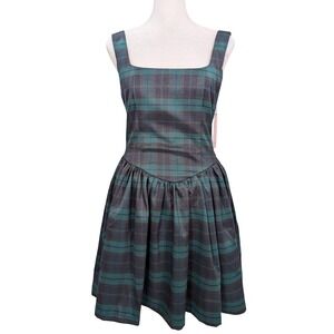 Avec Les Filles Dark Academia Plaid Dress Preppy Schoolgirl Fit & Flare Grunge 6